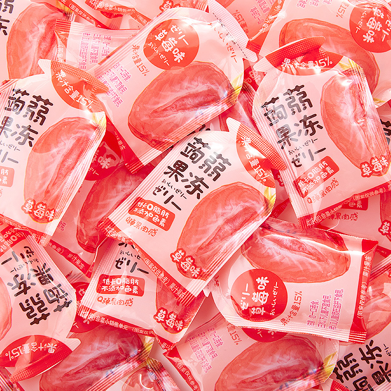 [满199减125元]比比赞魔芋蒟蒻果冻草莓味240g果汁布丁网红办公室解馋零食品