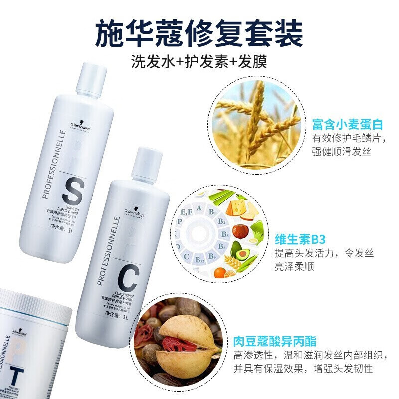 施华蔻(Schwarzkopf) 专业专属修护亮泽活发护理霜1000ml高清大图
