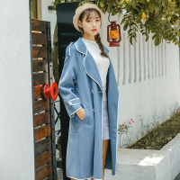 NBUSMK时尚品牌毛呢外套女中长款韩版2018新款修身双面呢羊绒大衣秋装秋冬潮