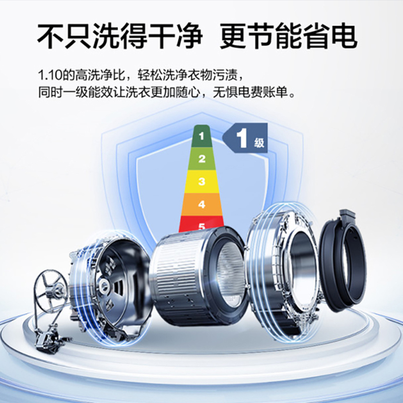 [旗舰新品]海尔超薄洗衣机滚筒全自动纤美晶彩屏525大筒径变频嵌入蒸汽除菌XQG80-B14326L