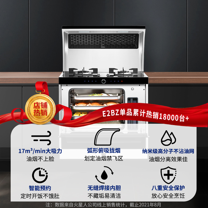 MARSSENGER/火星人 E2B/Z集成灶 蒸箱下排式侧吸油烟机燃气灶一体高清大图