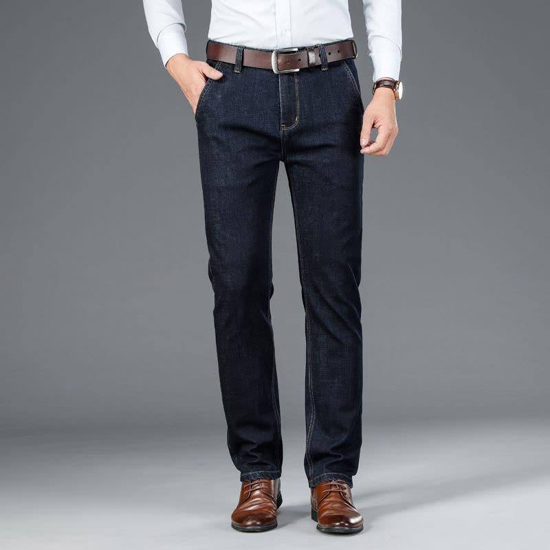 老爺車(LAOYECHE)牛仔裤男秋冬季款弹力商务男裤男士直筒休闲宽松裤子图片