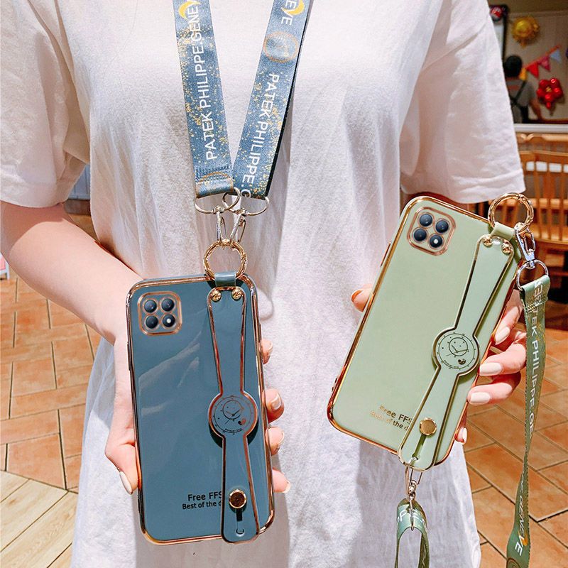 oppoa72手机壳腕带oppo a72硅胶全包镜头保护套软挂绳可斜背女a72