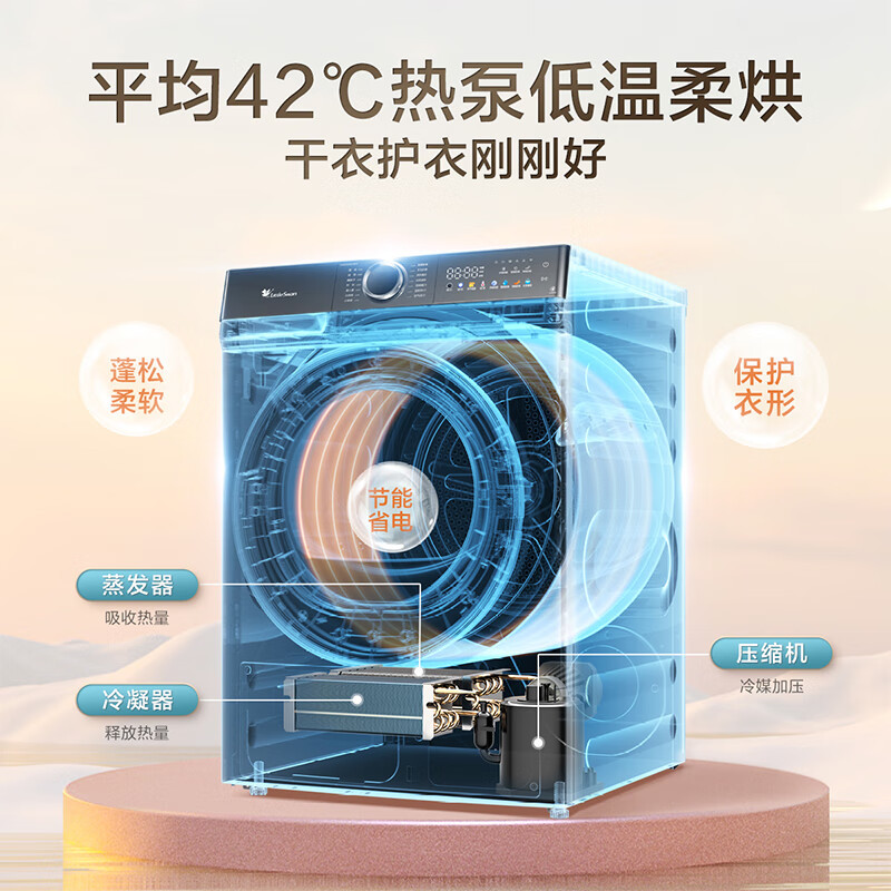 小天鹅(LittleSwan)10kg滚筒洗衣机全自动+热泵烘干机TG100V618T+TH100VH617WT