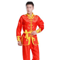 风雷动牛皮鼓配件战鼓打鼓服男士秧歌服锣鼓陕北腰鼓民族演出服（三色可选）