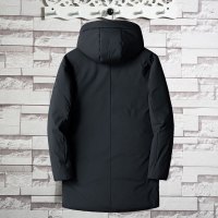 丹杰仕 冬季潮胖子宽松大码连帽羽绒服男士加肥加大简约中长款羽绒衣外套