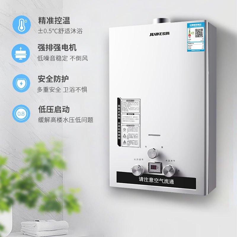 俊科(JUNKE) JSQ20-P23 强排式燃气热水器 家用天然气恒温热水器 10L