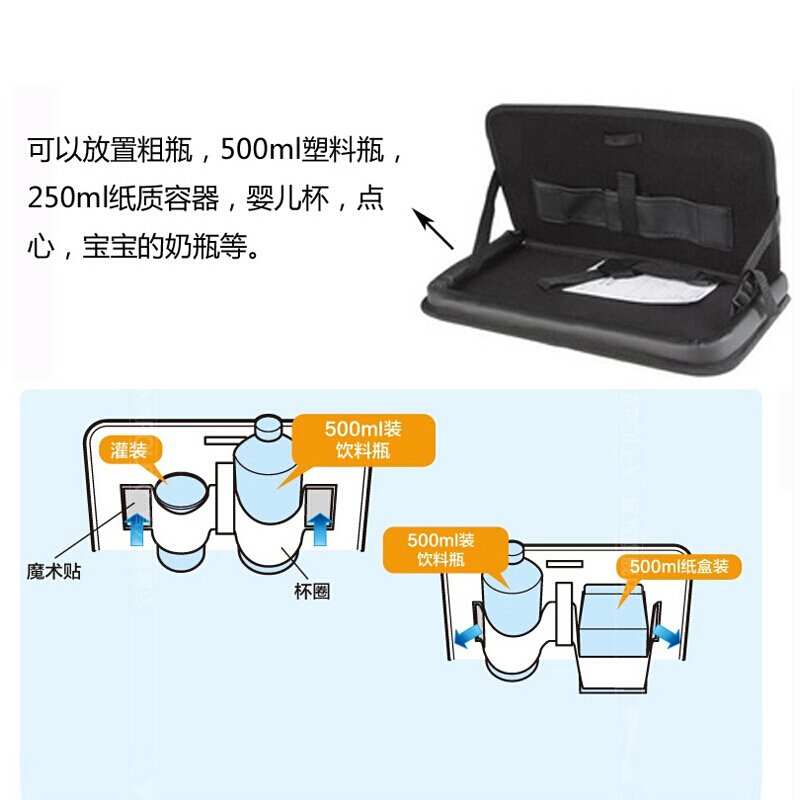 适用于米奇汽车座椅收纳袋餐盘可折叠车用餐桌餐台车载置物袋储物袋车内置物架挂袋纯黑米奇WD-202