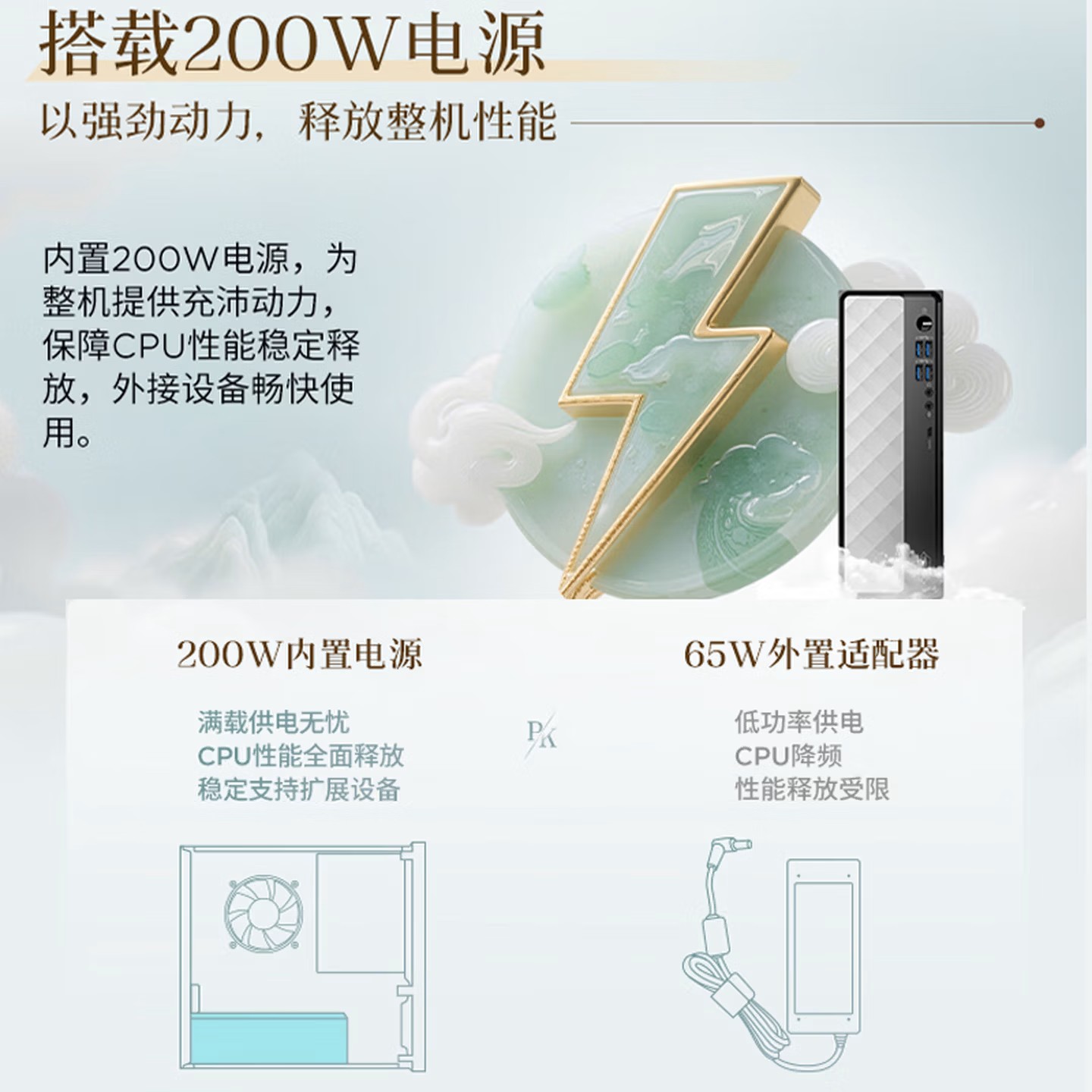 联想(Lenovo)瑞天500 台式电脑主机 (I5-13450HX 16G 1TB SSD Win11)商用办公学习娱乐高清大图