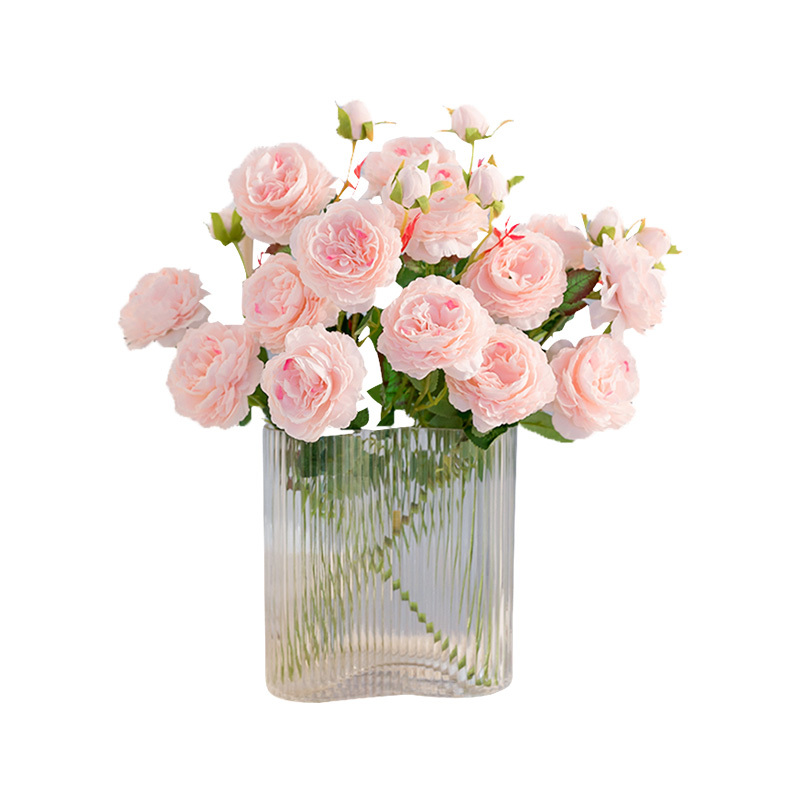 三维工匠洋牡丹仿真花室内假花干花玫瑰花绢花束餐桌花摆设客厅装饰花摆件