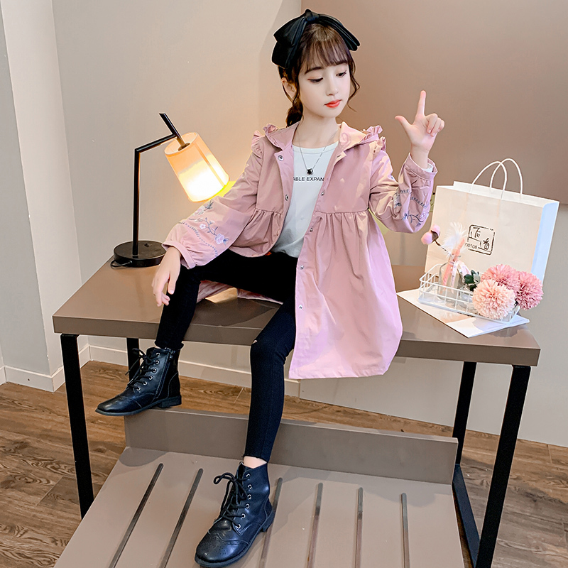 huayangtu女童秋款外套9岁女孩洋气12少女生上衣8中童10秋天长款风衣7