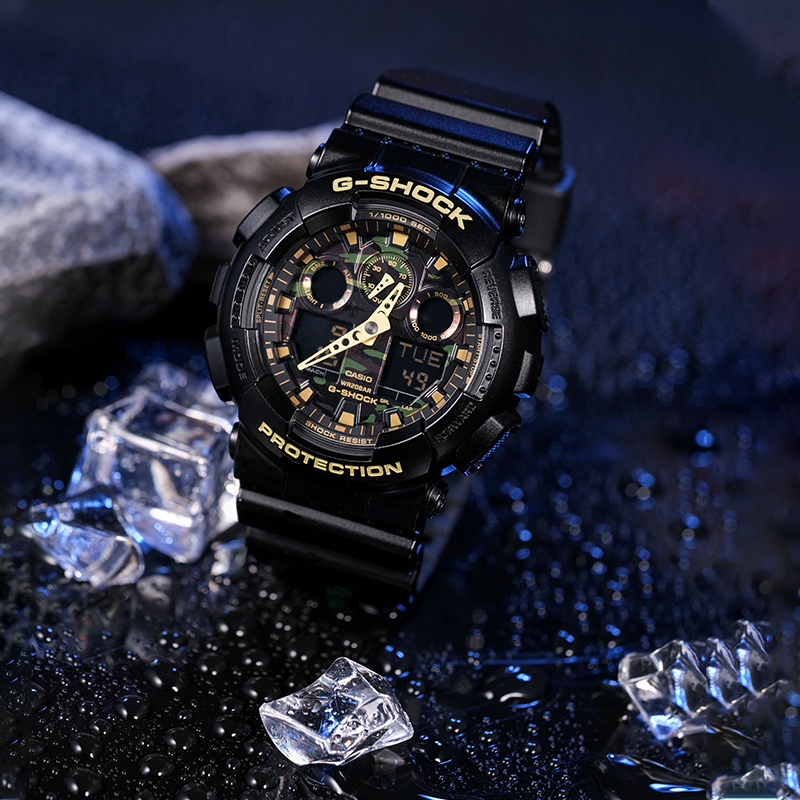 拆弹专家同款Casio卡西欧手表男g-shock迷彩运动防水男表GA-100CF GA-100CF-1A9绿迷彩+拆弹专家同款