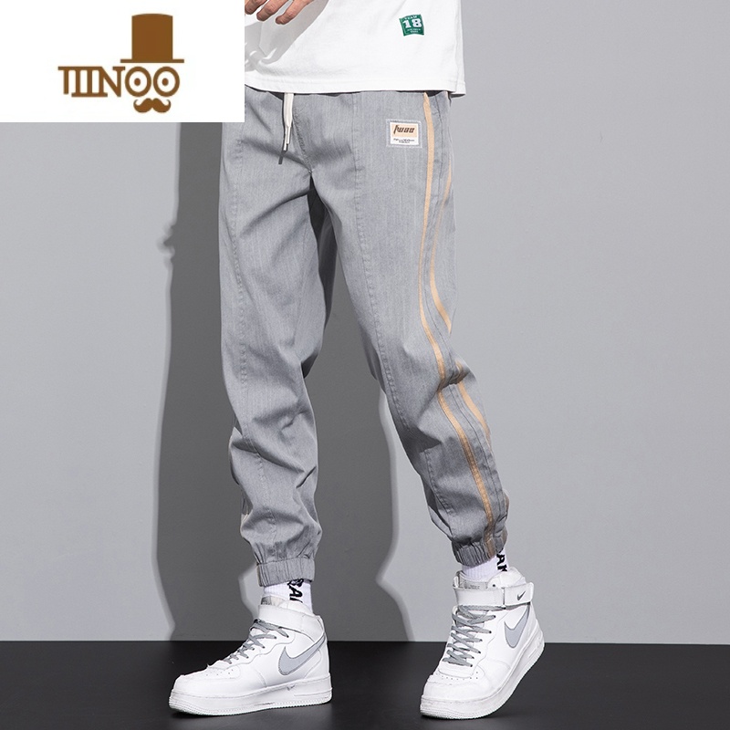 YANXU冰丝加长裤子男士夏季薄款2023新款190高个子男生哈伦束脚休闲裤高清大图