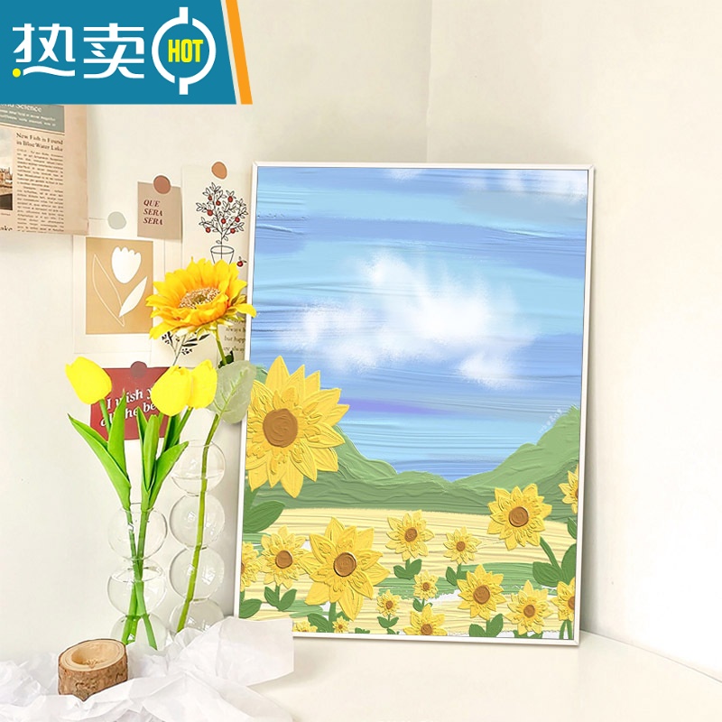 敬平ins风装饰画肌理画客厅沙发背景墙挂画卧室床头壁画油画桌面摆画装饰画高清大图