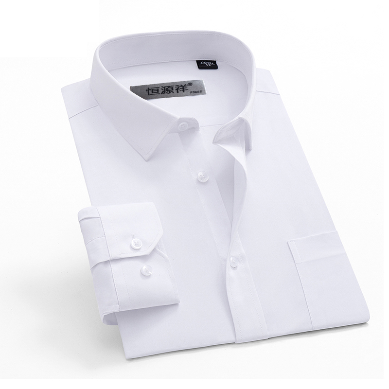 恒源祥男衬衫短袖商务正装中年条纹职业白衬衣棉格子免烫