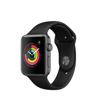 苹果/Apple Watch Series 3 智能手表 42毫米(GPS款 深空灰色铝金属表壳 黑色运动型表带 3代手表 接打电话,收发短信,登陆微信,久坐提醒,心率检测