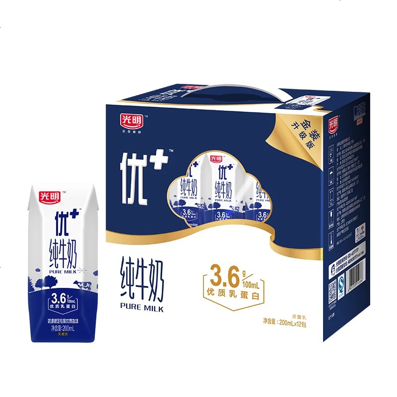 光明 优加纯牛奶200ml*12盒钻石装