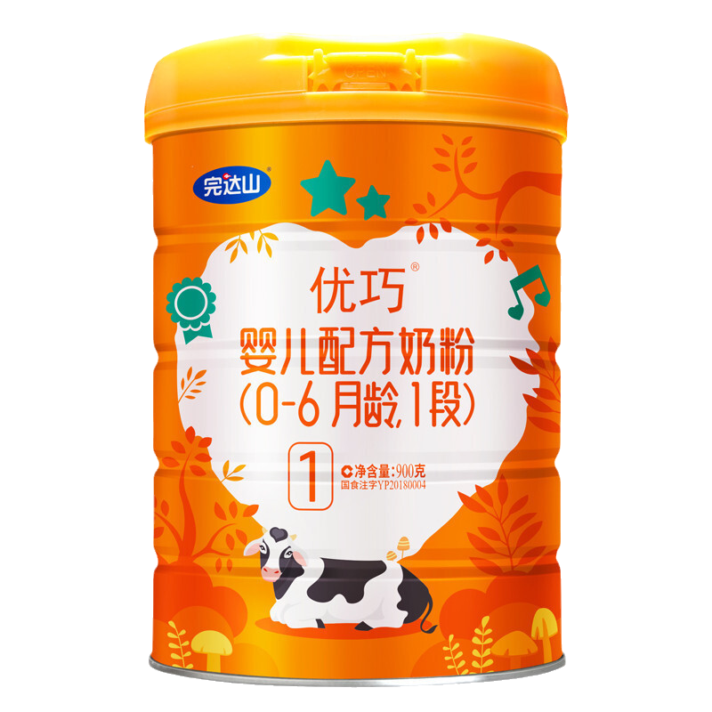 完达山(wondersun)优巧婴儿配方奶粉1段(0-6个月婴儿适用)900克*1桶
