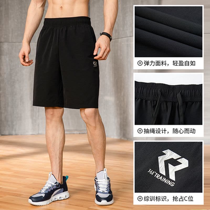 361°运动短裤男夏季薄款综训五分裤男士速干裤子黑色宽松休闲裤潮图片