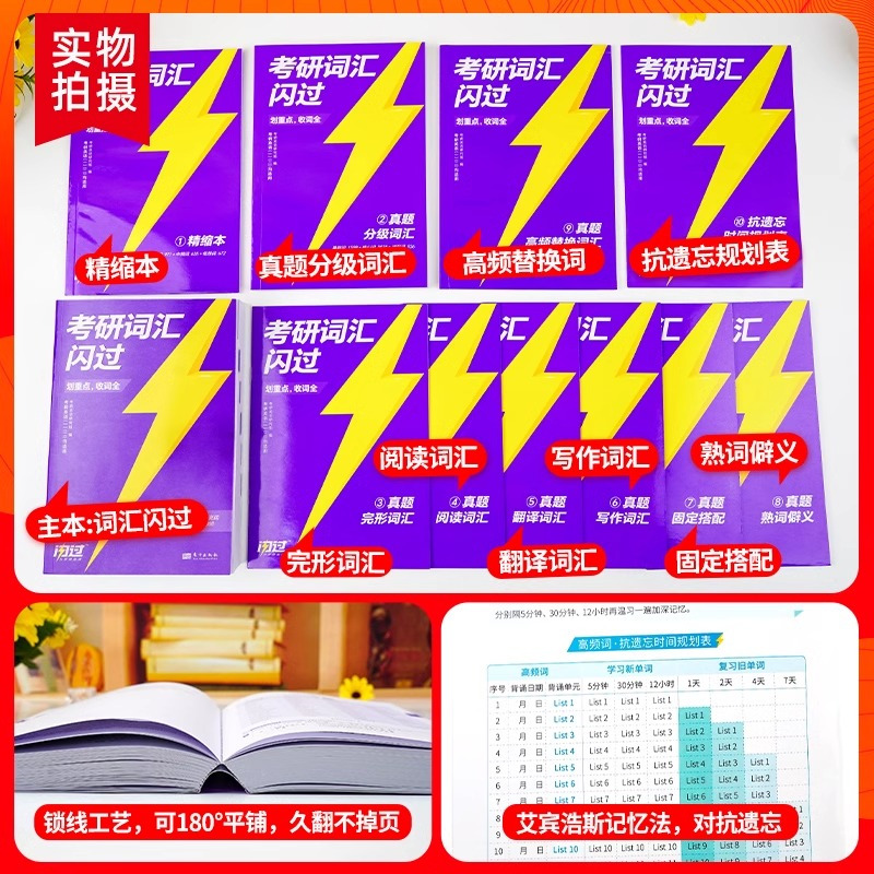 2025考研词汇闪过(书课包)重点词+视频课+个性化复习规划 [正版]2025版考研词汇考研英语一英语二默写本语法长难句