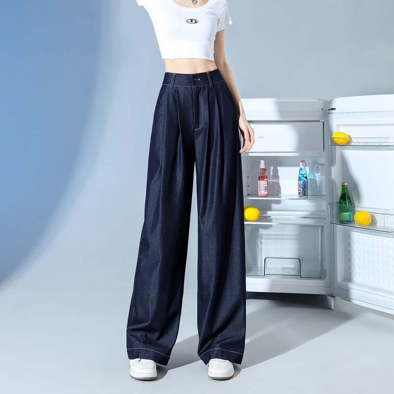 [2.5折价120元]唐狮春夏新款牛仔裤女宽松阔腿裤垂感舒适薄款显瘦裤子女