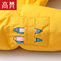 高梵童装2019反季女童撞色拉链中长款儿童羽绒服正品95白鸭绒