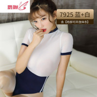 性感透视冰丝短袖连体衣情趣内衣紧身开裆惑套装女 费琳