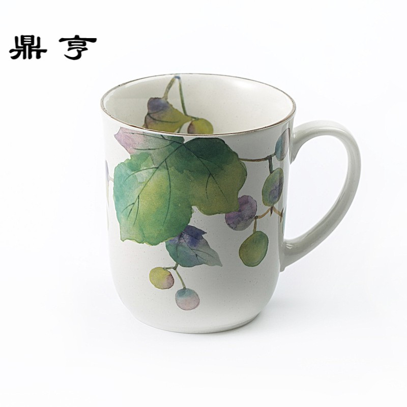 鼎亨日本ceramic 蓝美浓烧陶瓷茶杯水杯咖啡杯花工房1个装彩绘花