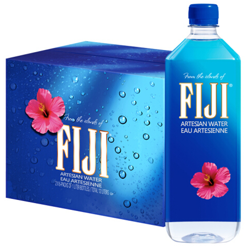 FIJI 斐济 天然矿泉水 1L*12瓶/箱装 优质水源地 天然弱碱水 进口矿泉水 饮料 斐济进口