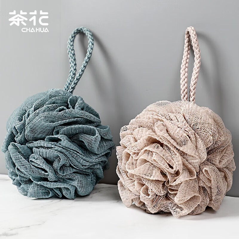 茶花(CHAHUA)沐浴球大号高档不散浴花澡花洗澡球搓澡泡澡球1只装K05004颜色随机高清大图