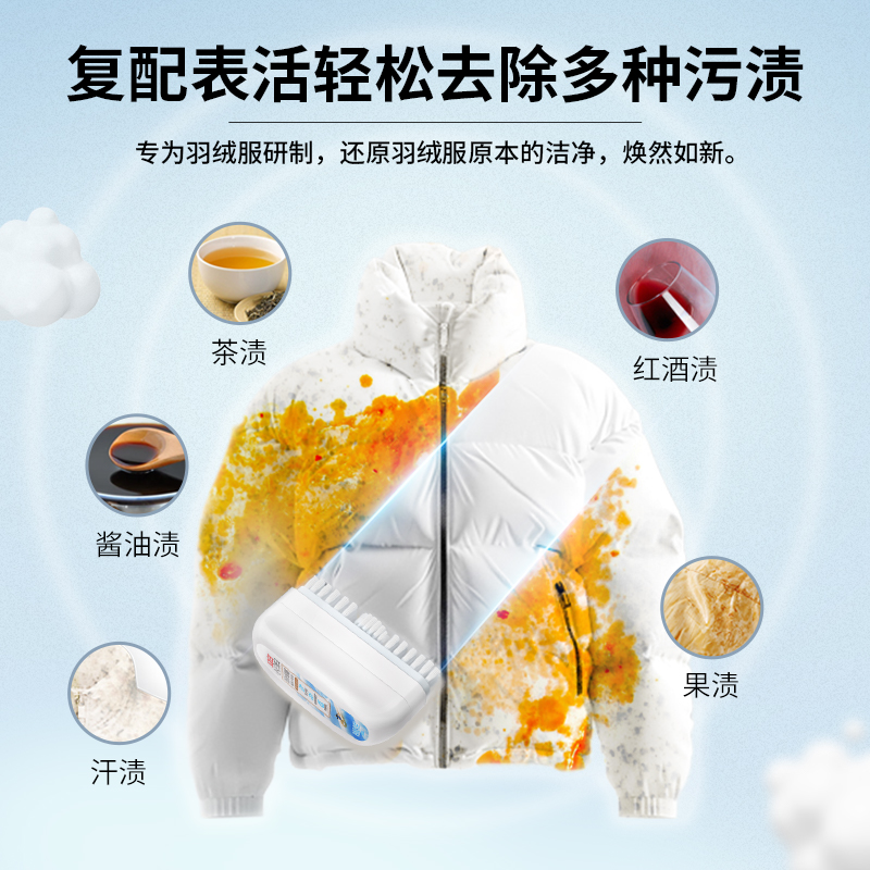 立白小白白羽绒服泡沫干洗剂100g*2盒自带刷头温和配方免水洗不伤羽绒高清大图