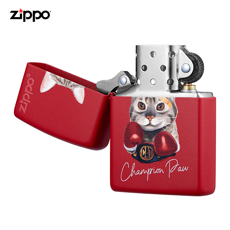 zippo芝宝打火机美国进口防风煤油打火机Zippo宠物猫可爱个性冠军猫