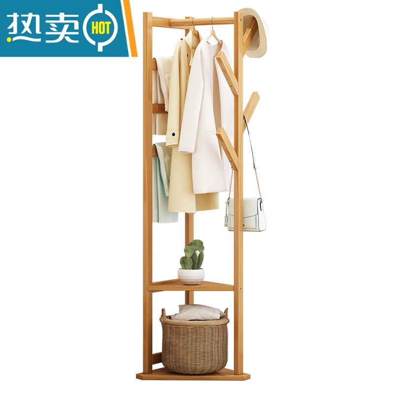 敬平挂衣架落地卧室内好物家用包晾衣服简易多功能衣帽间小型置物架子 茶色-小号晾晒架高清大图