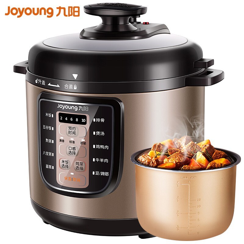 九阳(Joyoung)电压力锅Y-60YL100 底盘加热智能调压 可预约定时高压锅 微电脑按键式 金色6L3-6人高清大图