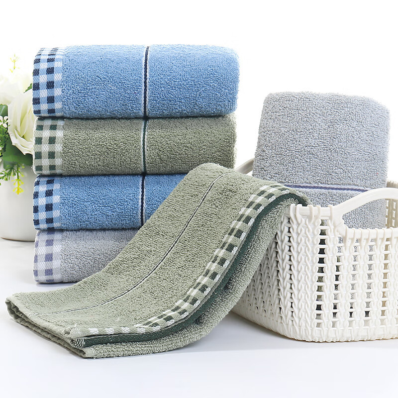 约克罗兰 两条装全棉毛巾礼盒成人家用酒店纯棉洗脸毛巾 千鸟格毛巾 34*74cm*2