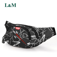 L&M腰包男手机包钱包多功能男士腰包 黑白
