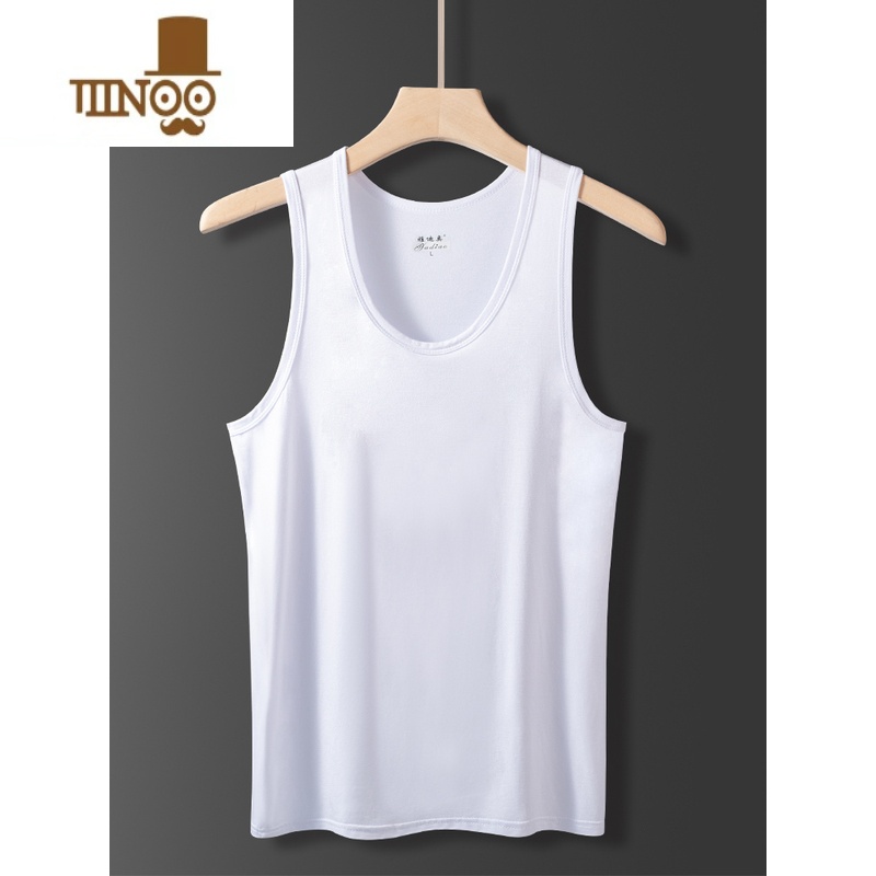 YANXU男士背心男款马甲内穿夏季冰丝莫代尔棉无袖运动健身跨栏上衣坎男 3XL160190斤 莫代尔-白色