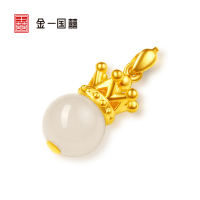 金一 国囍足金唯美皇冠女士和田玉吊坠赠银链(定价)ZJDZ009