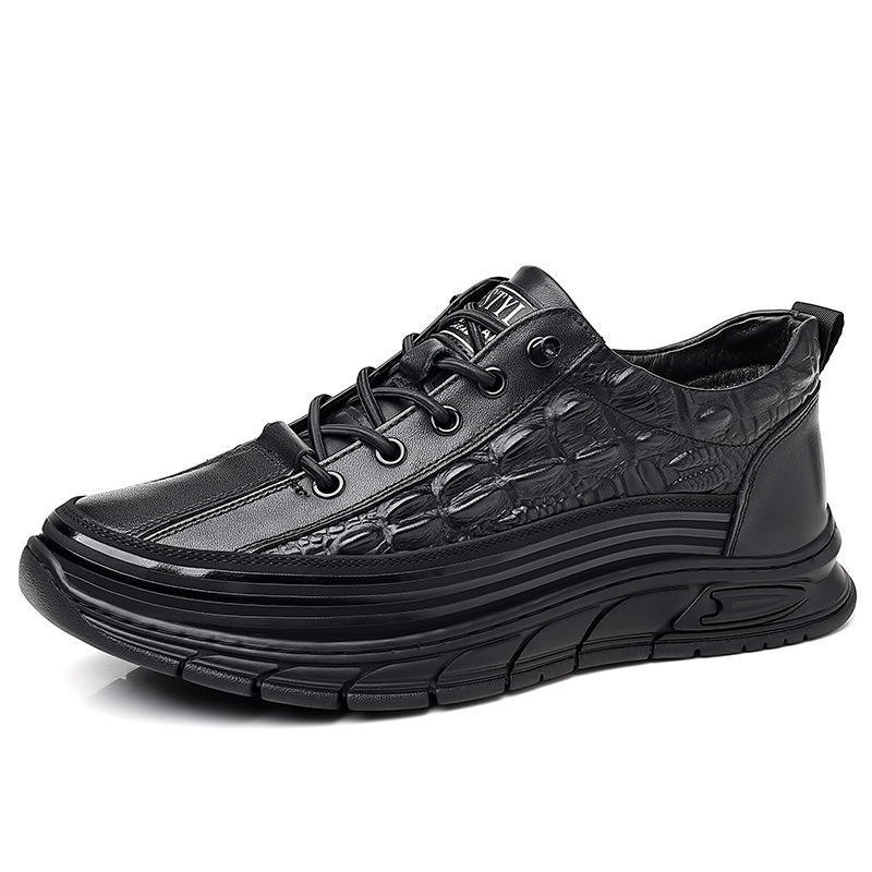 奥康男士板鞋男真皮2023秋季新款休闲鞋子潮流软底运动休闲鳄鱼纹板鞋