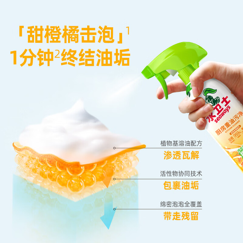 水卫仕(SHUIWEISHI) 厨房重油污净480g*1瓶带喷头高清大图
