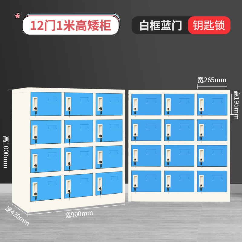 学生书包置物柜小十二门-白蓝1.0mm高清大图
