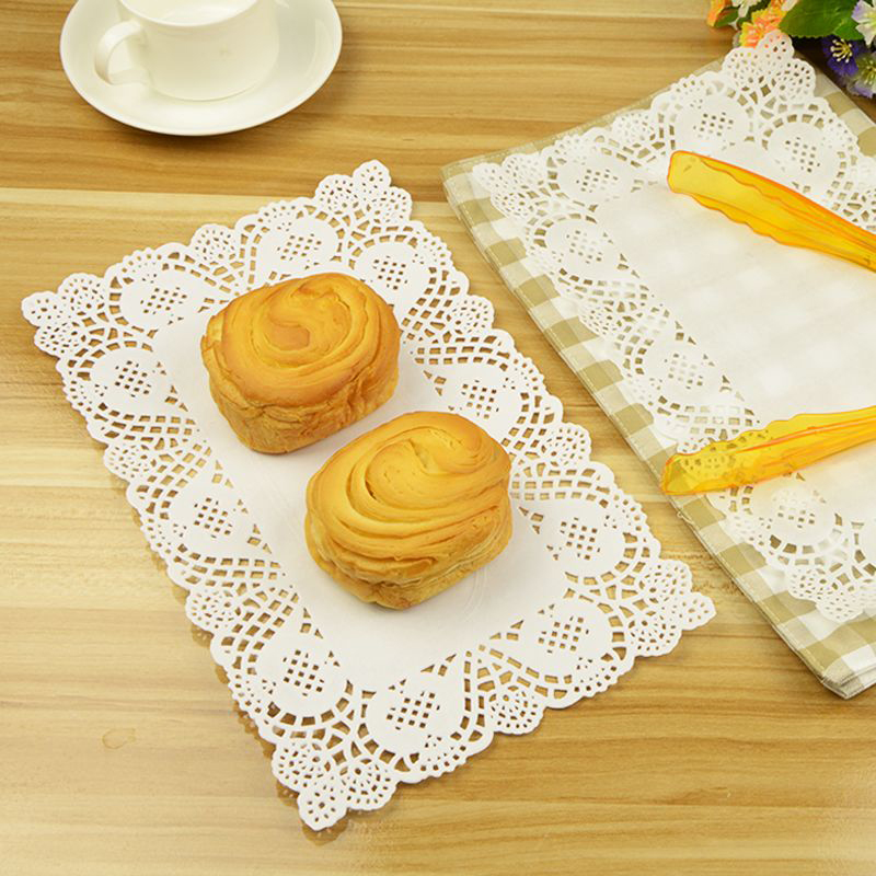 老房太太 25*35cm 长方形食品级原木浆花底纸 100张厨房吸油蛋糕油炸小吃花边垫纸 A41/包高清大图