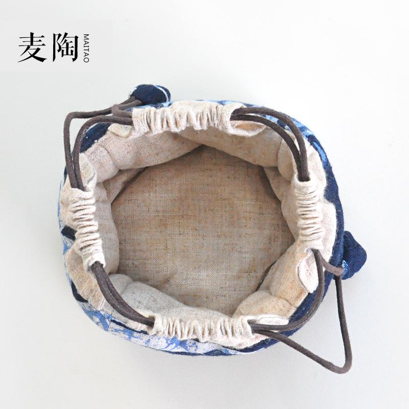 美帮汇茶具便携收纳袋旅行布袋包茶壶茶杯快客杯收纳包棉麻抽绳加厚高清大图