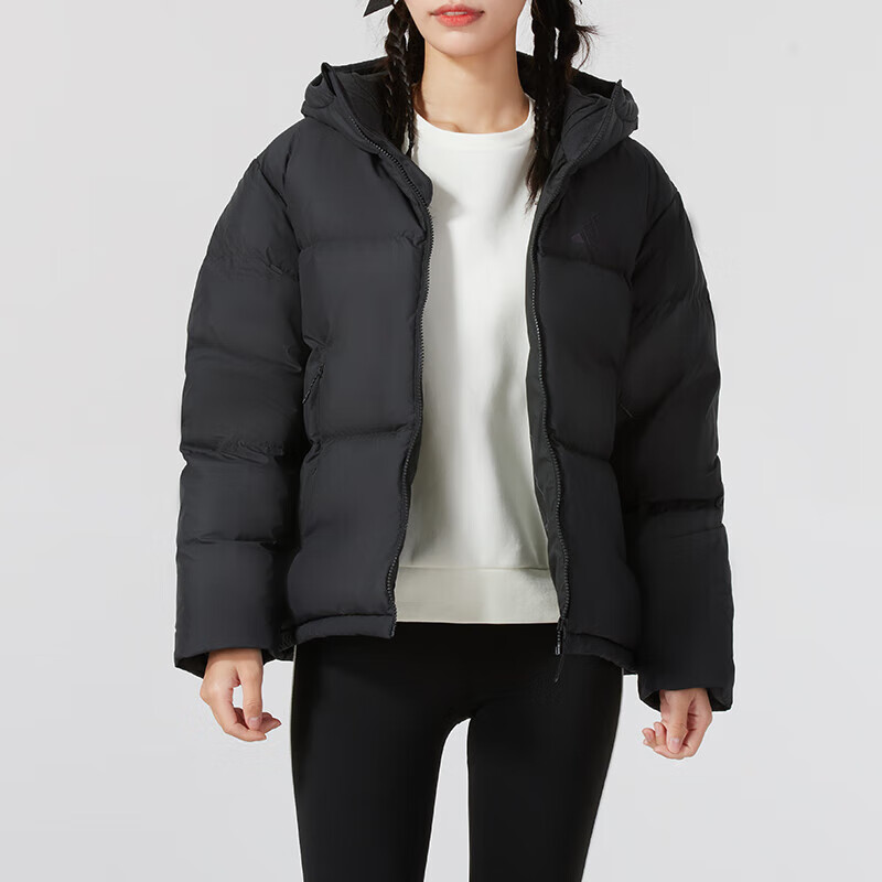 阿迪达斯 (adidas)女装 新款舒适百搭防风保暖运动休闲连帽羽绒服外套 JV6191 ZP高清大图