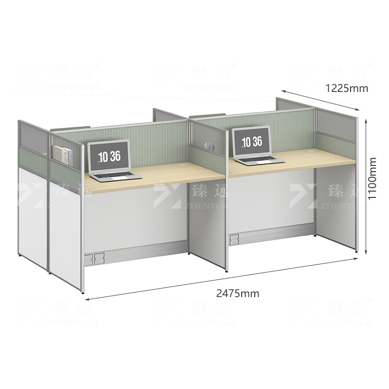 臻远ZYGW-074 职员桌办公桌屏风工作卡位 对坐四人位高清大图