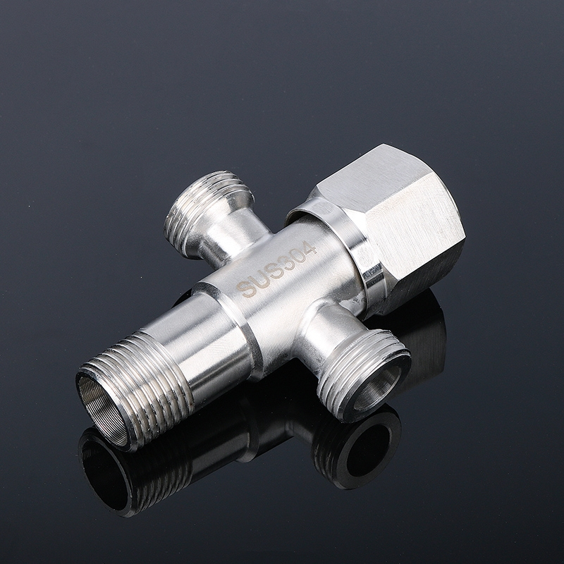 加厚闪电客304不锈钢三角阀冷热角阀家用热水器加长一进二出洗衣机