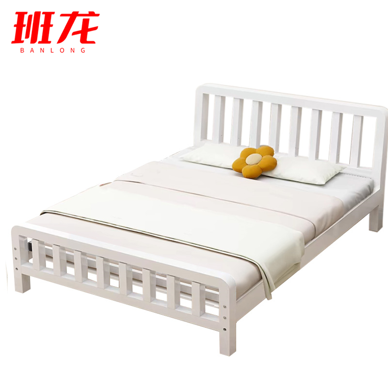班龙铁床1.0*2.0m+床垫白色套高清大图