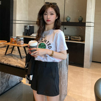 [2.5折价46元]唐狮夏季女圆领前胸图案短袖T恤学院风百搭减龄韩系时髦潮流