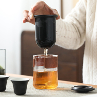 苏氏陶瓷(SUSHI CERAMICS)旅行茶具套装 经纬禅黑便捷功夫茶具 快客杯玻璃公杯陶瓷茶杯带便携包