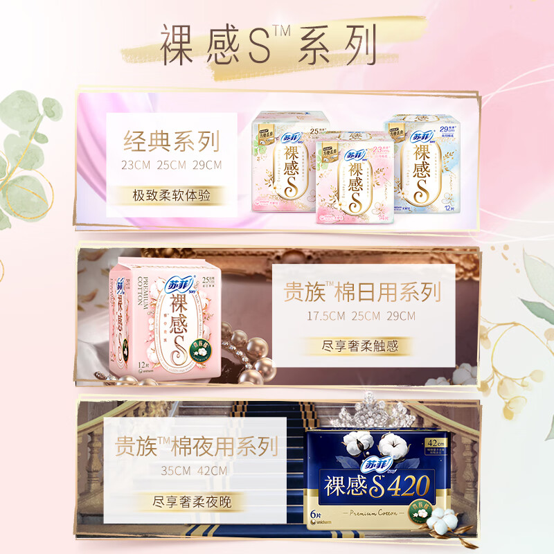 苏菲裸感S极薄棉柔透气无感日用卫生巾39片 250mm13片*3包 SF0MJ13P3B高清大图